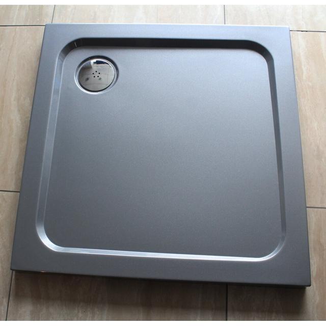 Slimline 35Mm 900X800 Rectangle Black Gloss Stone Shower Tray Belfry Bathroom Finish: Silver Grey, Size: 3.5cm H x 70cm W x 70cm D on Productcaster.