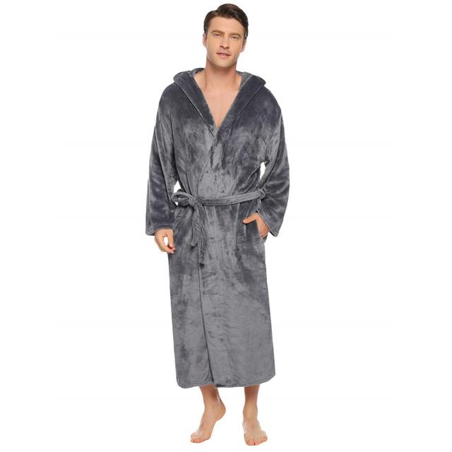 Revloc Flannel Mid-Calf Bathrobe Rosdorf Park Colour: Grey, Size: M on Productcaster.