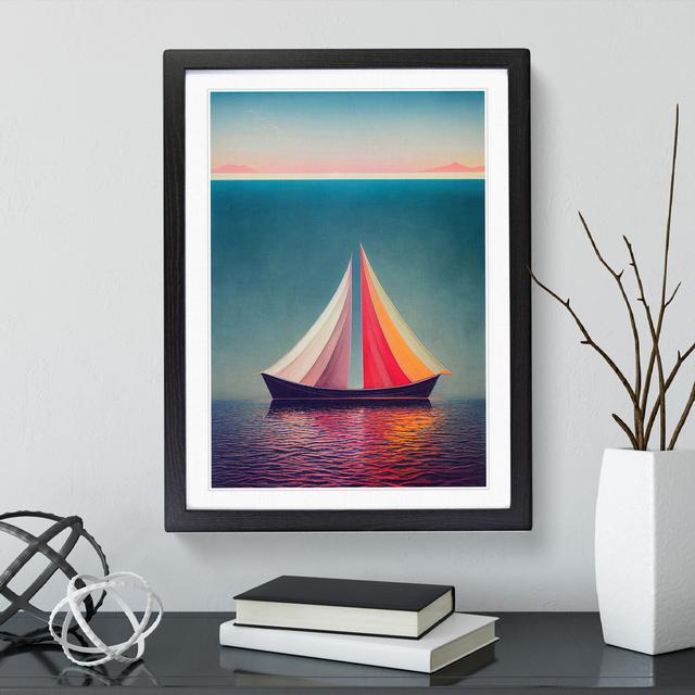 Boat on the Ocean Watercolour No.3 - Art Prints Breakwater Bay Format: Black Framed, Size: 66cm H x 48cm W x 2cm D, Matte Colour: White on Productcaster.