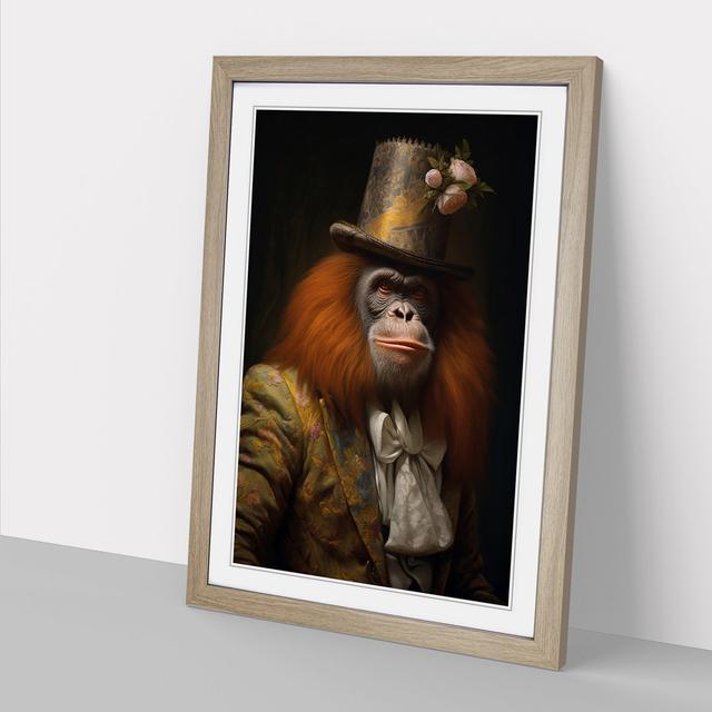 Orangutan Rococo Happy Larry Size: 46cm H x 34cm W x 2cm D, Frame Colour: Oak on Productcaster.