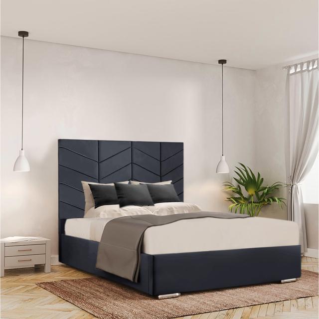 Clementas Upholstered Standard Bed Ivy Bronx Size: UK Double (135 x 190 cm), Colour: Charcoal on Productcaster.