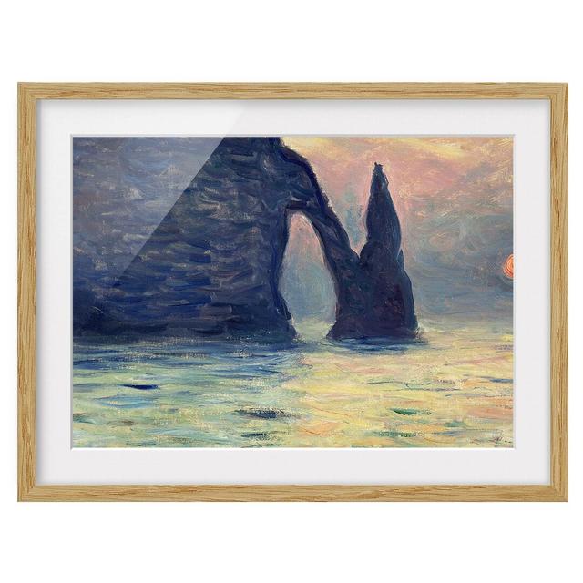 The Cliff, Etretat, Sunset by Claude Monet - Picture Frame Art Print Print on Paper East Urban Home Frame Options: Natural oak wood, Size: 40cm H x 55 on Productcaster.