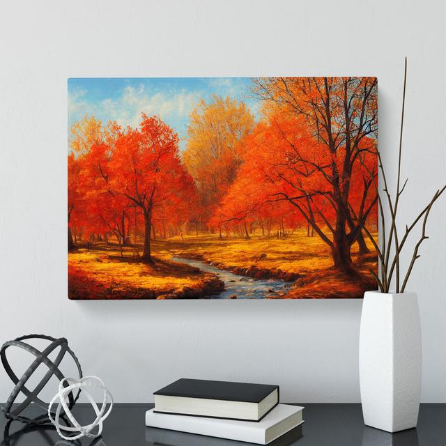 Autumn Forest Trees Vol.4 - Wrapped Canvas Painting Alpen Home Size: 40cm H x 60cm W x 3cm D on Productcaster.