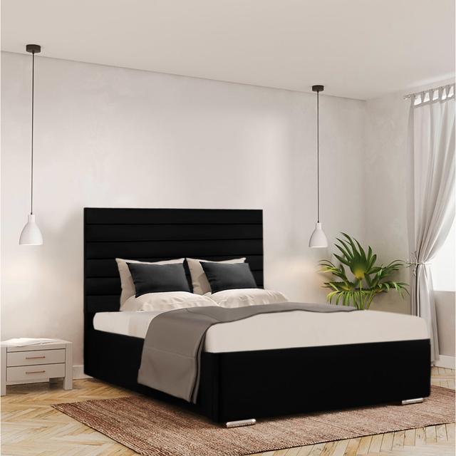 Badhir Upholstered Storage Bed Canora Grey Size: Single (3'), Colour: Black on Productcaster.