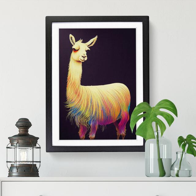 Llama Painting Marbling - Picture Frame Print Big Box Art Size: 34cm H x 25cm W x 2cm D, Format: Walnut on Productcaster.