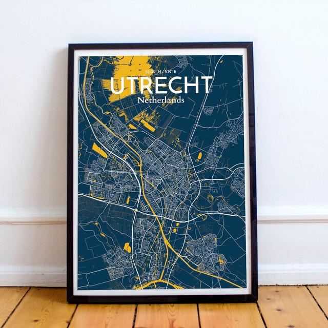 Utrecht City Map - No Frame Print East Urban Home Size: 61cm H x 45.7cm W x 0.13cm D on Productcaster.