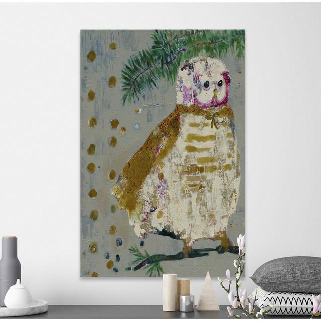 Metallic Winter Owl by Tara Daavettila - Wrapped Canvas Art Print East Urban Home Size: 76cm H x 51cm W x 3.81cm D on Productcaster.