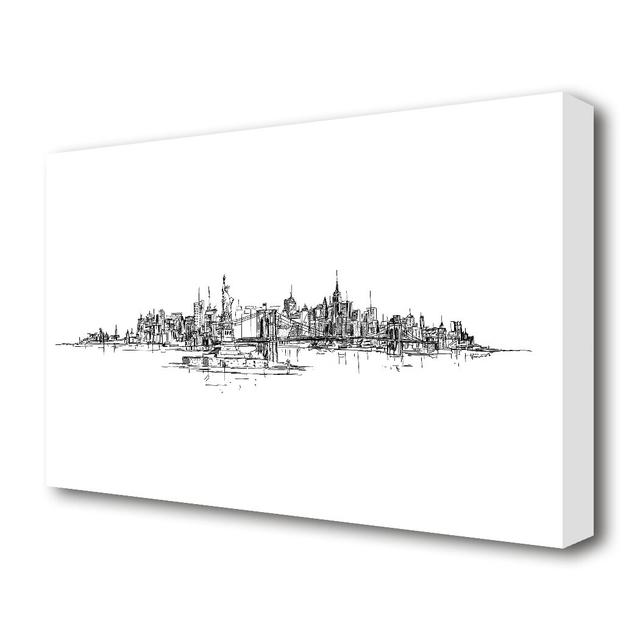 'Outline of the Big Apple New York' - Wrapped Canvas Drawing Print East Urban Home Size: 66.04 cm H x 101.6 cm W on Productcaster.