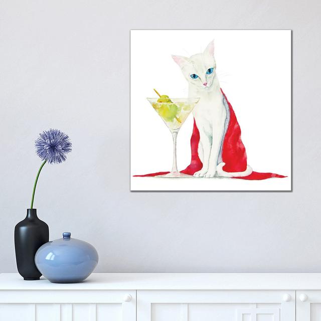 White Cat with Martini by Alexey Dmitrievich Shmyrov - Wrapped Canvas Graphic Art Maturi Size: 45.72cm H x 45.72cm W x 1.905cm D on Productcaster.