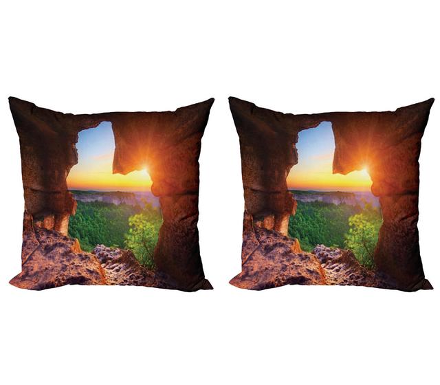 Pillow Cushion Cover, Canyon at Sunset Time, Green Orange (Set of 2) East Urban Home Größe: 45 cm H x 45 cm B on Productcaster.