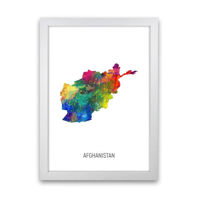 Afghanistan Watercolour Map by Michael Tompsett - Graphic Art Latitude Run Format: White Framed, Size: 63cm H x 46cm W x 3cm D on Productcaster.