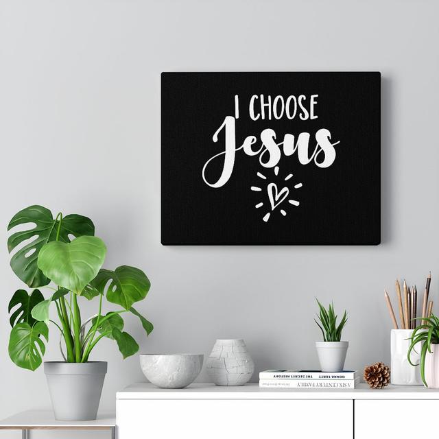 I Choose Jesus Heart - Wrapped Canvas Typography Blue Elephant Size: 28cm H x 36cm W on Productcaster.