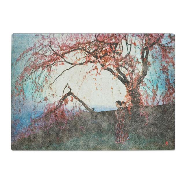 Tempered Glass Kumoi Cherry Trees by Hiroshi Yoshida Chopping Board East Urban Home Size: 28.5 cm x 20 cm on Productcaster.