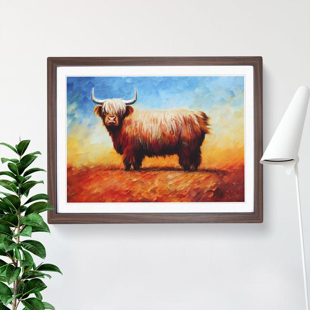 Highland Cow Vol.6 Abstract - Picture Frame Painting Natur Pur Frame Colour: Walnut, Size: 46cm H x 64cm W x 2cm D on Productcaster.