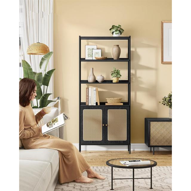 Alyciana 174.7mm H x 76.4cm W Metal Bookcase 17 Stories Colour: Black/Natural on Productcaster.