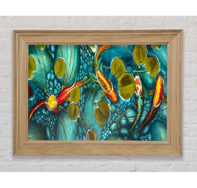 Koi Fish Pond Painting - Print Bright Star Size: 100cm H x 141.4cm W x 8cm D on Productcaster.