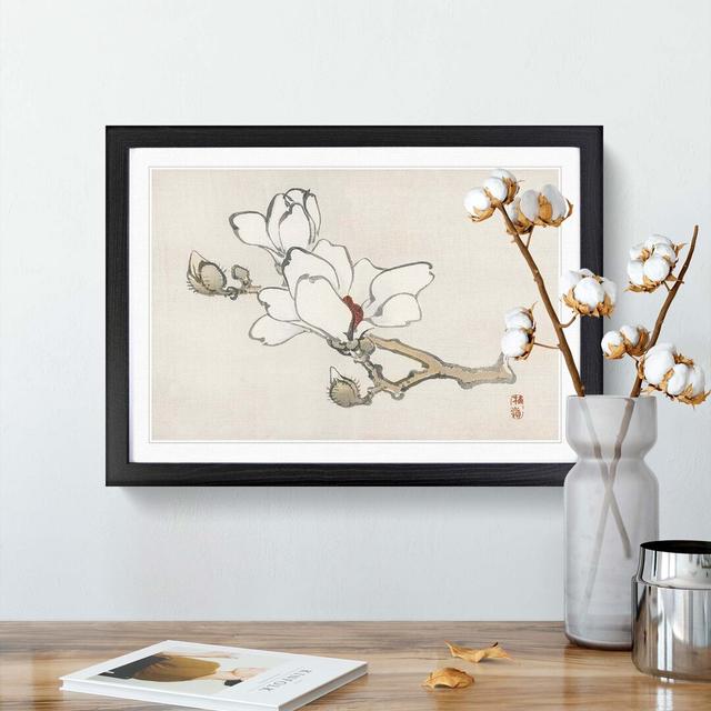 White Magnolia by Kono Bairei - Picture Frame Graphic Art Print East Urban Home Frame Option: Black, Size: 60cm H x 91cm W x 2cm D on Productcaster.