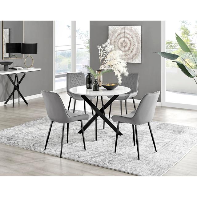 4 - Person Dining Set Canora Grey Colour (Table Base): Black, Colour (Chair): Grey/Black, Table Size: 75 x 100 x 100cm on Productcaster.