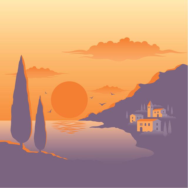 Paulornette Mediterranean Sunset by Iatsun - Wrapped Canvas Graphic Art ClassicLiving Size: 30cm H x 30cm W x 3.8cm D on Productcaster.