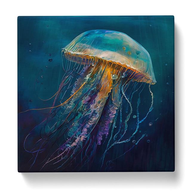 Jellyfish Palette Knife Painting House of Hampton Size: 50cm H x 50cm W x 3cm D on Productcaster.