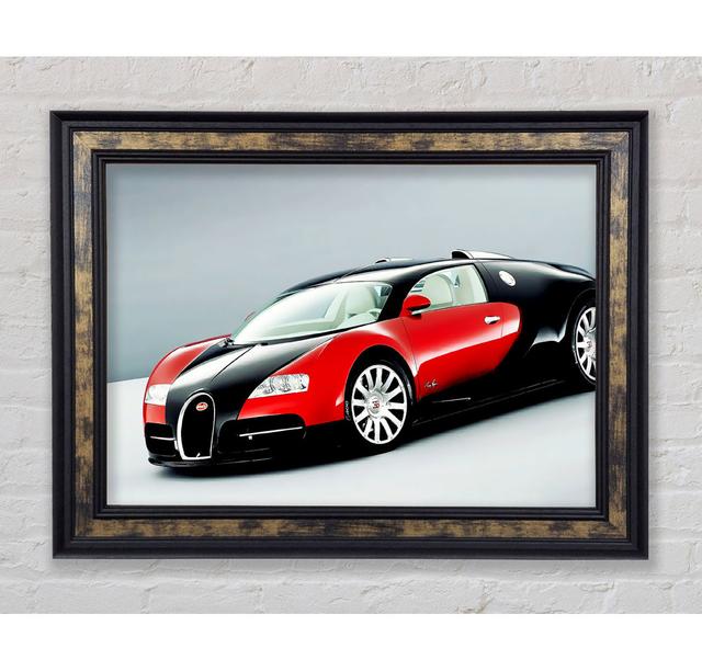 Bugatti Veyron Red And Black Side Profile - Single Picture Frame Art Prints Ebern Designs Size: 59.7cm H x 84.1cm W x 8cm D on Productcaster.