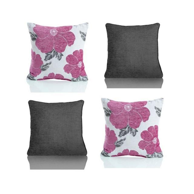 Swink Scatter Cushion with Filling (Set of 4) Ebern Designs Colour: Pink/Charcoal on Productcaster.