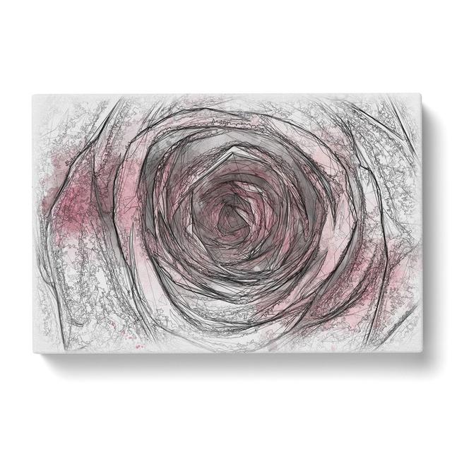 Pink Rose Flower Vol.2 - Wrapped Canvas Drawing East Urban Home Size: 60cm H x 91cm W x 3cm D on Productcaster.