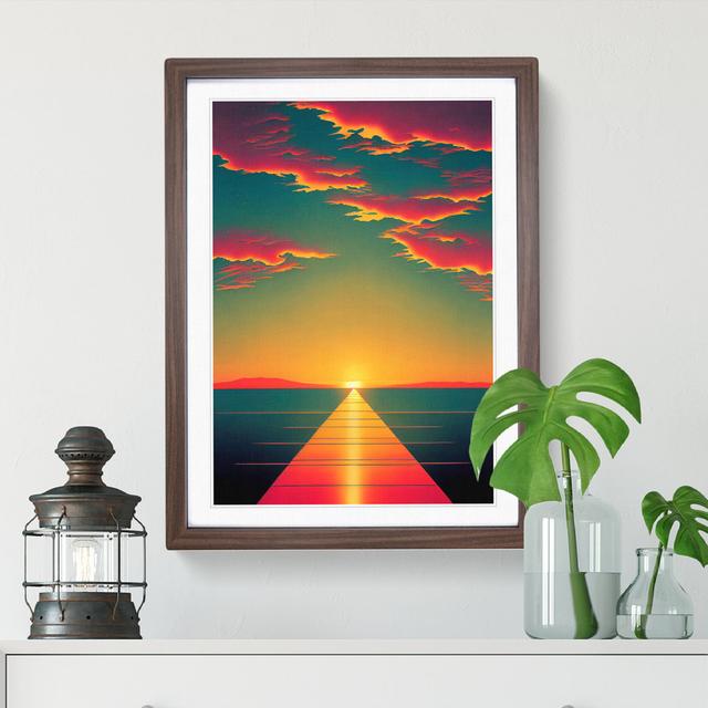 Flashy Sunset View House of Hampton Size: 46cm H x 34cm W, Frame Colour: Brown on Productcaster.