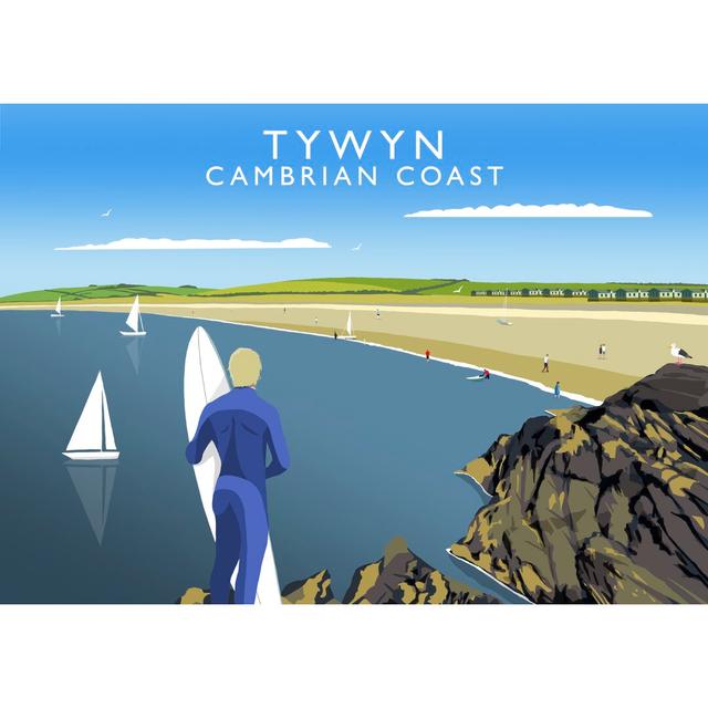 Tywyn by Richard O'Neil - Graphic Art Print on Paper East Urban Home Size: 33.5 cm H x 43.5 cm W x 2.2 cm D, Format: Oak Wood Frame on Productcaster.