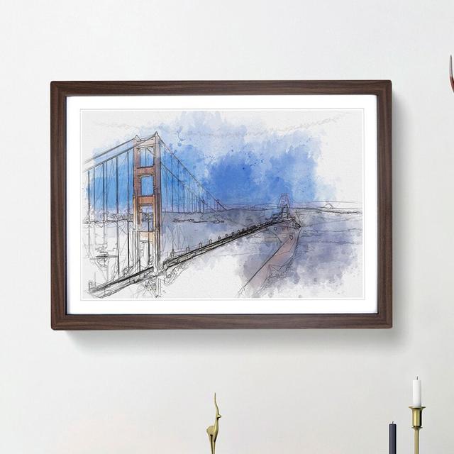 Golden Gate Suspension Bridge - Picture Frame Graphic Art Print East Urban Home Frame Option: Walnut Framed, Size: 45cm H x 63cm W x 2cm D on Productcaster.