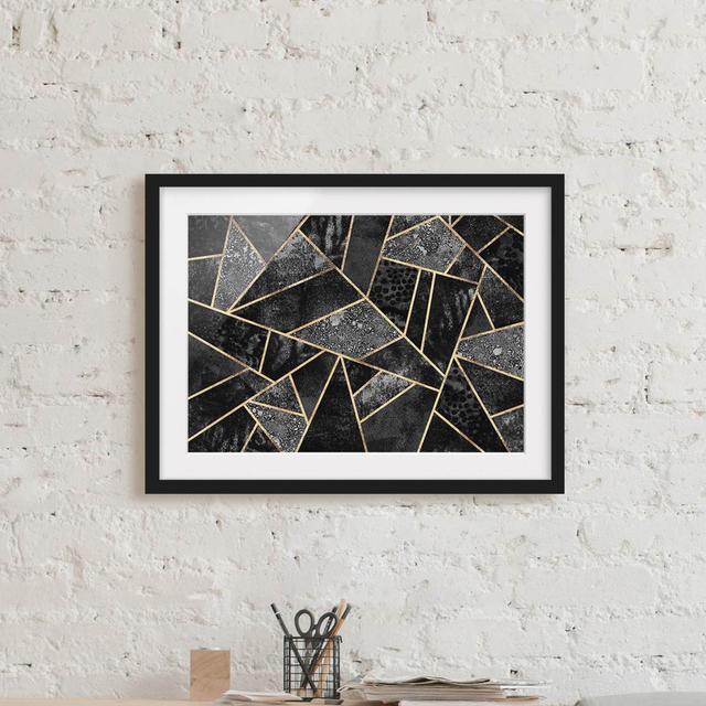 Gray Triangles Gold - Picture Frame Graphic Art on Paper Canora Grey Frame Option: Black Framed, Size: 30cm H x 40cm W x 2cm D on Productcaster.