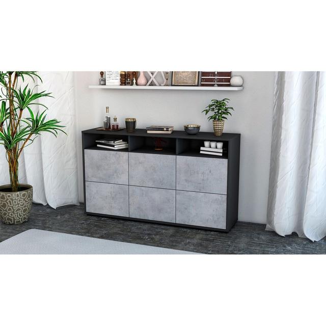 Gullion Sideboard Brayden Studio Colour (Body/Front): Black/Concrete on Productcaster.