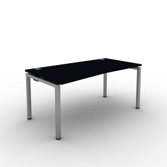 Grazian Desk Ebern Designs Top Colour: Jet Black, Frame Colour: Grey, Size: 73cm H x 120cm W x 90cm D on Productcaster.