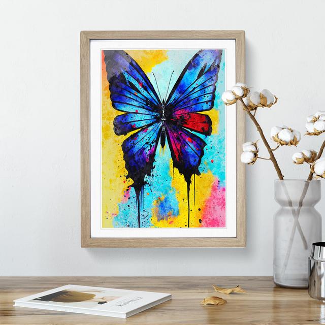 Butterfly with Dripping Paint No.3 - Graphic Art Brambly Cottage Size: 36cm H x 27cm W x 2cm D, Format: Oak Framed, Matte Colour: White on Productcaster.