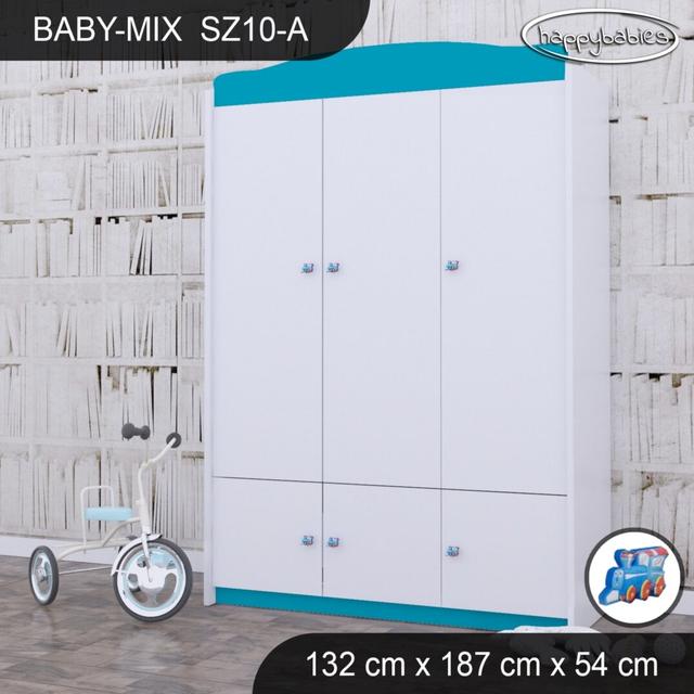 Kleiderschrank Happy Babies Farbe: Blau/Weiß on Productcaster.