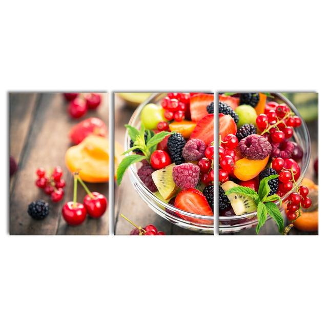 Fruit Salad in the Bowl - 3 Piece Wrapped Canvas Photograph Print Set East Urban Home Size: 210 cm H x 100 cm W x 2.4 cm D on Productcaster.