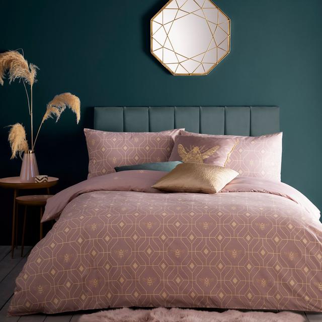 Bee Deco Duvet Cover Set furn. Size: Super King Duvet Cover + 2 Pillowcases (220 x 260), Colour: Blush on Productcaster.