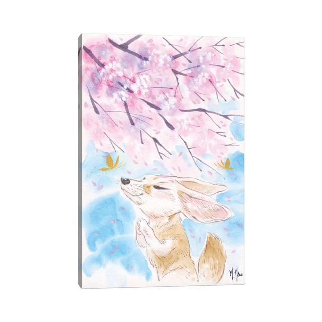 Cherry Blossom Wishes Fox by Martin Hsu - Graphic Art Print on Canvas Harriet Bee Format: Wrapped Canvas, Size: 30.48cm H x 20.32cm W x 1.91cm D on Productcaster.