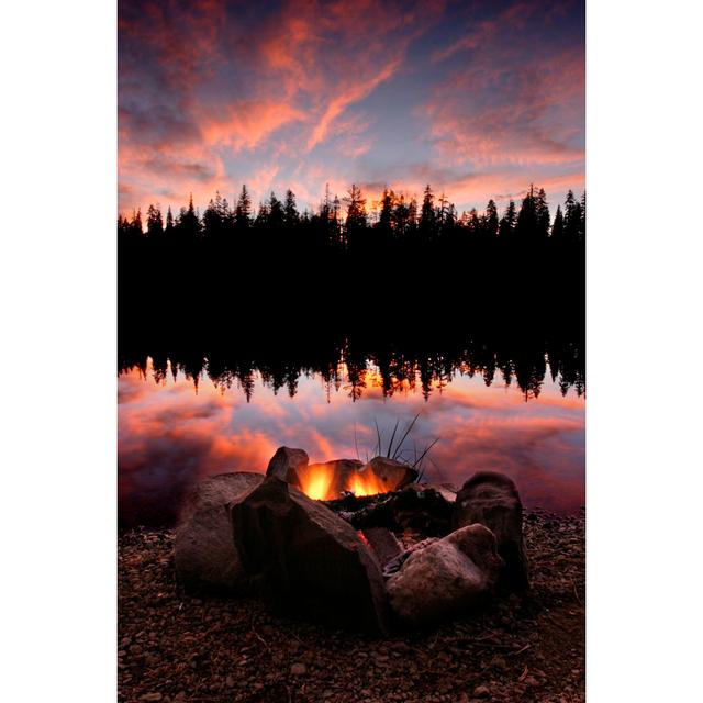 Lakeside Campfire - Wrapped Canvas Print Union Rustic Size: 46cm H x 30cm W x 3.8cm D on Productcaster.