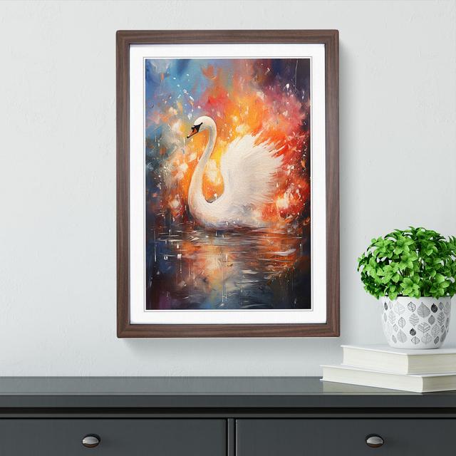 Swan Expressionism - Single Picture Frame Art Prints on Wood Brambly Cottage Frame Colour: Walnut, Size: 34cm H x 25cm W x 2cm D on Productcaster.