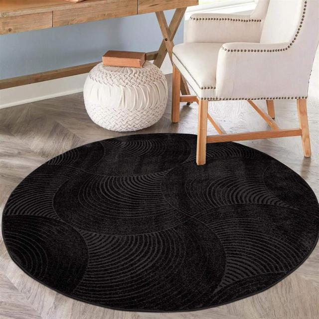 Allaya Black Rug Metro Lane Rug Size: Round 200cm on Productcaster.