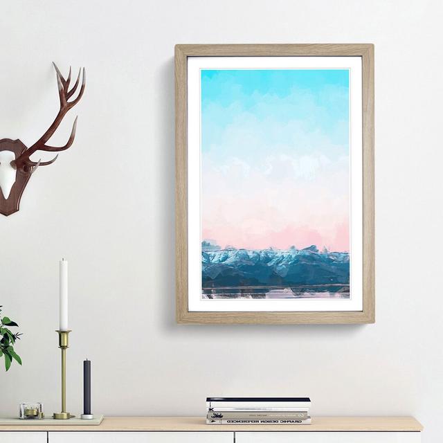 Sunset over the Mountains in Abstract - Picture Frame Graphic Art Print East Urban Home Frame Option: Oak Framed, Size: 65cm H x 48cm W x 2cm D on Productcaster.