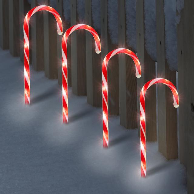 4 Pack Christmas Candy Cane Pathway Lights - Red & White The Seasonal Aisle Colour: Red/White on Productcaster.