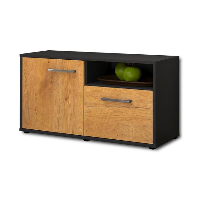 The Murvin TV Stand is made of oak and anthracite 17 Stories Colour: Oak/Anthracite on Productcaster.