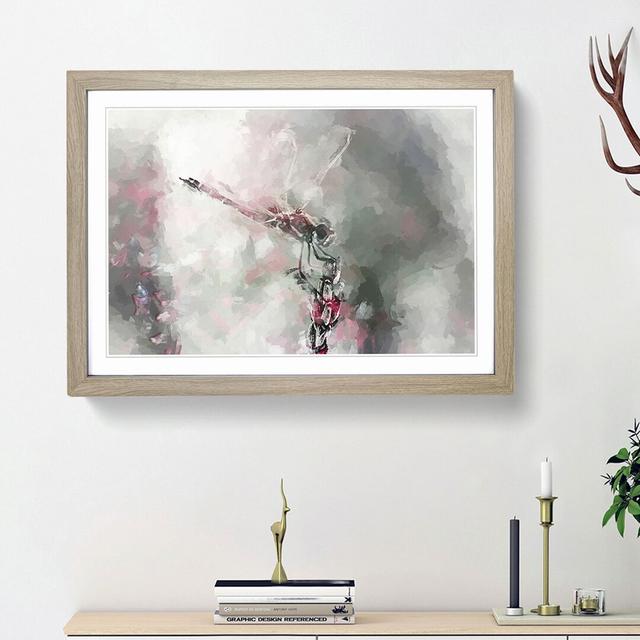 Perched Dragonfly in Abstract - Picture Frame Painting Print East Urban Home Size: 62cm H x 87cm W x 2cm D, Frame Option: Oak Framed on Productcaster.