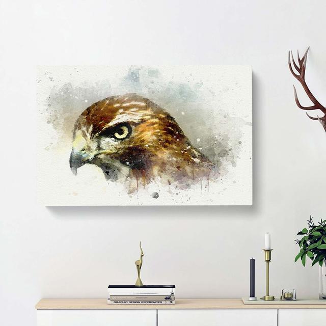 Hawk In Abstract - Wrapped Canvas Print East Urban Home Size: 60cm H x 91cm W x 3cm D on Productcaster.