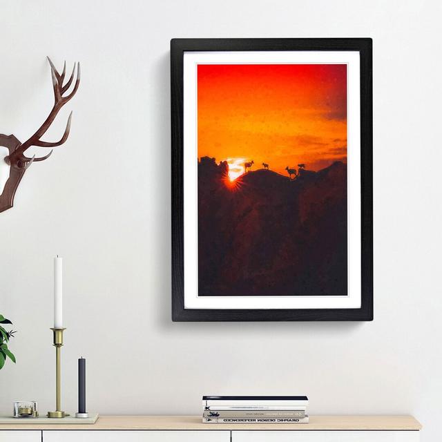 Goats upon the Mountain - Picture Frame Graphic Art Print East Urban Home Size: 87cm H x 62cm W x 2cm D, Frame Option: Black Framed on Productcaster.