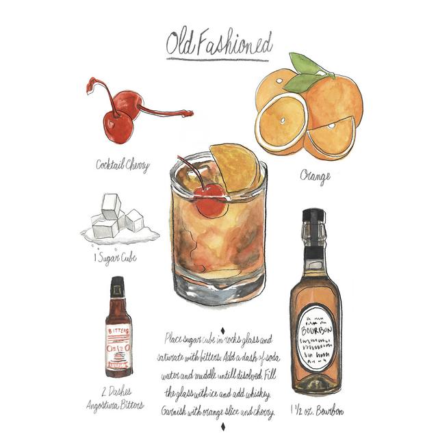 Classic Cocktail - Old Fashioned by Naomi McCavitt - Wrapped Canvas Graphic Art Rosalind Wheeler Size: 46cm H x 30cm W x 3.8cm D on Productcaster.