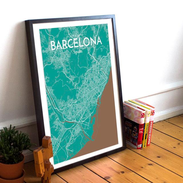 Barcelona City Map - Unframed Graphic Art Print on Paper East Urban Home Size: 50.8 cm H x 40.6 cm W x 0.1 cm D on Productcaster.