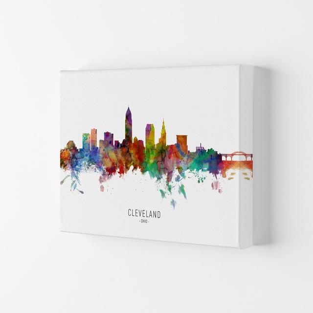 Cleveland Ohio Skyline by Michael Tompsett - Graphic Art Print Ebern Designs Format: Wrapped Canvas, Size: 42cm H x 59.4cm W x 4cm D on Productcaster.